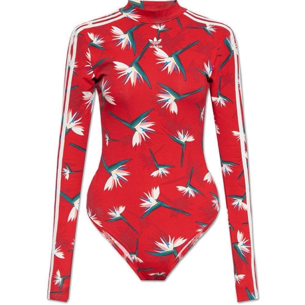 adidas x Thebe Magugu Limited Edt Red Floral Long-Sleeve Bodysuit SzXL